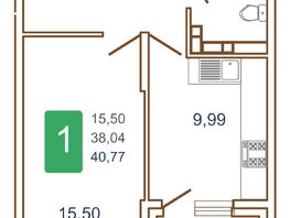 Продается 1-комнатная квартира ЖК Хорошая погода, литера 2, 42.4  м², 5512000 рублей