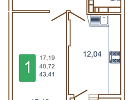 Продается 1-комнатная квартира ЖК Хорошая погода-2, литера 1, 44.7  м², 5811000 рублей