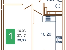 Продается 1-комнатная квартира ЖК Хорошая погода, литера 1, 40.65  м², 5284500 рублей