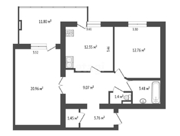 Продается 2-комнатная квартира Старокубанская ул, 69.4  м², 7700000 рублей