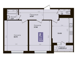 Продается 2-комнатная квартира ЖК Левада, литера 8, 65.3  м², 8791143 рублей