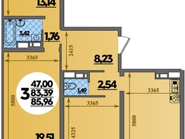 Продается 3-комнатная квартира ЖК Город у моря, литера 21, 85.96 м², 10796576 рублей