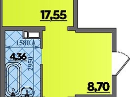 Продается 1-комнатная квартира ЖК Тихорецк, литера 2, 48.57  м², 4565580 рублей
