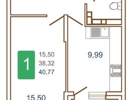 Продается 1-комнатная квартира ЖК Хорошая погода, литера 1, 42.2 м², 5486000 рублей