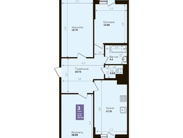 Продается 3-комнатная квартира ЖК Левада, литера 8, 87 м², 9490909 рублей