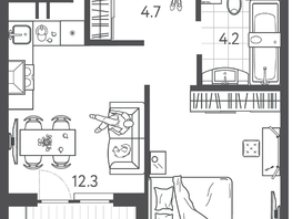 Продается 1-комнатная квартира ЖК Все Свои VIP, литера 6, 35.65  м², 9696800 рублей