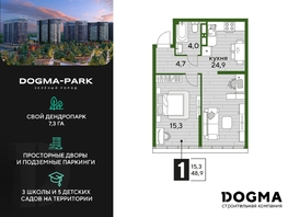 Продается 1-комнатная квартира ЖК DOGMA PARK (Догма парк), литера 16, 48.9 м², 6407172 рублей