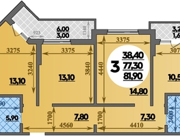 Продается 3-комнатная квартира ЖК Парк у дома, литера 7.2, 81.9 м², 12880000 рублей