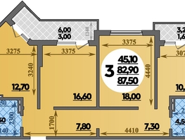Продается 3-комнатная квартира ЖК Парк у дома, литера 7.2, 87.5 м², 13739999 рублей