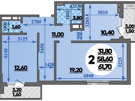 Продается 2-комнатная квартира ЖК Парк у дома, литера 7.2, 61.7 м², 9650000 рублей