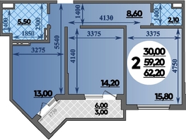 Продается 2-комнатная квартира ЖК Парк у дома, литера 7.2, 62.2 м², 9990000 рублей