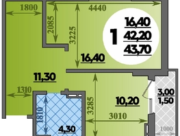 Продается 1-комнатная квартира ЖК Парк у дома, литера 7.2, 43.7 м², 7549999 рублей