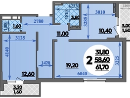 Продается 2-комнатная квартира ЖК Парк у дома, литера 7.2, 61.7 м², 9989999 рублей