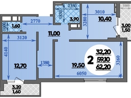 Продается 2-комнатная квартира ЖК Парк у дома, литера 7.2, 62.2 м², 10379999 рублей