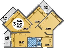 Продается 3-комнатная квартира ЖК Парк у дома, литера 7.2, 86.5 м², 15840000 рублей