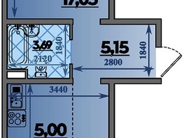 Продается 2-комнатная квартира ЖК Молодежный 2, литера 14, 44.68 м², 5607340 рублей