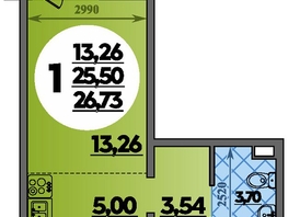 Продается Студия ЖК Молодежный 2, литера 14, 26.73 м², 4207302 рублей