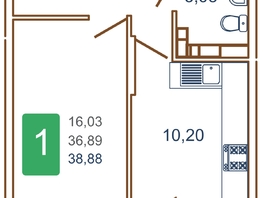 Продается 1-комнатная квартира ЖК Хорошая погода, литера 1, 40.95 м², 5323500 рублей