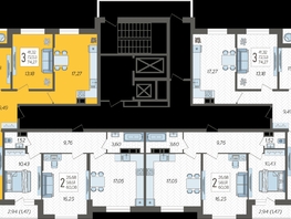 Продается 3-комнатная квартира ЖК Смородина, литера 13, 74.27  м², 8496488 рублей