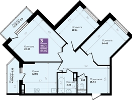 Продается 3-комнатная квартира ЖК Левада, литера 7, 81.4  м², 8847826 рублей