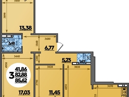 Продается 3-комнатная квартира ЖК Молодежный 2, литера 12, 85.62 м², 8955852 рублей