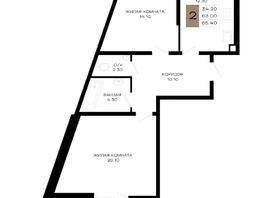 Продается 2-комнатная квартира ЖК Сердце, 65.4  м², 24525000 рублей