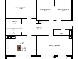 Продается 4-комнатная квартира ЖК Сердце, 137.1  м², 57582000 рублей