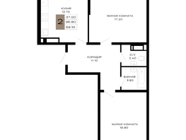 Продается 2-комнатная квартира ЖК Сердце, 69.1  м², 25912500 рублей
