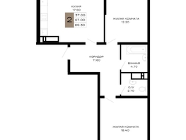 Продается 2-комнатная квартира ЖК Сердце, 69.3  м², 25987500 рублей