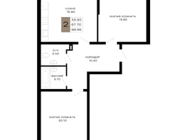 Продается 2-комнатная квартира ЖК Сердце, 69.95  м², 26231250 рублей