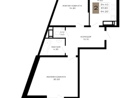 Продается 2-комнатная квартира ЖК Сердце, 64.2 м², 24075000 рублей