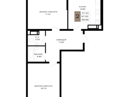 Продается 2-комнатная квартира ЖК Сердце, 69.85 м², 29686250 рублей