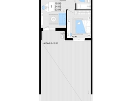 Продается 1-комнатная квартира ЖК Фонтаны, литер 19, 53.96  м², 9712800 рублей