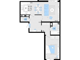 Продается 2-комнатная квартира ЖК Фонтаны, литер 19, 65.27 м², 10769550 рублей