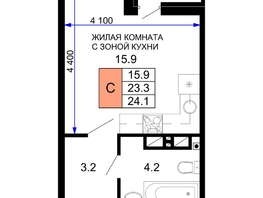 Продается ЖК Дыхание, литер 30, 24.1 м², 3976500 рублей