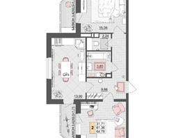 Продается 2-комнатная квартира ЖК Лучший, литер 2, 64.78 м², 10105680 рублей