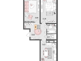 Продается 2-комнатная квартира ЖК Лучший, литер 5, 67.35 м², 8755500 рублей