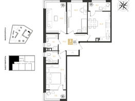 Продается 3-комнатная квартира ЖК REEDS (Ридз), литер 6, 82.3  м², 11875890 рублей