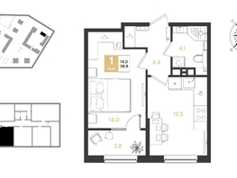 Продается 1-комнатная квартира ЖК REEDS (Ридз), литер 6, 38.8  м², 6852080 рублей