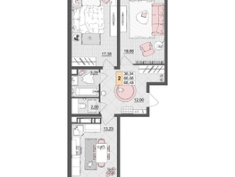 Продается 2-комнатная квартира ЖК Лучший, литер 5, 68.2  м², 8866000 рублей