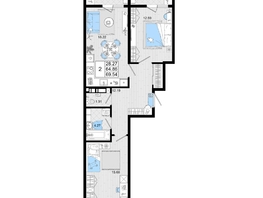 Продается 2-комнатная квартира ЖК Резиденция морей, корпус В, 69.54 м², 15959430 рублей