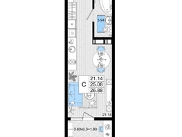 Продается ЖК Резиденция морей, корпус В, 26.88 м², 7297920 рублей