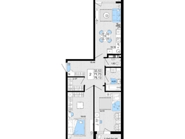 Продается 2-комнатная квартира ЖК Резиденция морей, корпус В, 75.13 м², 18200242 рублей