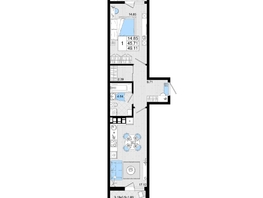 Продается 1-комнатная квартира ЖК Резиденция морей, корпус В, 49.11 м², 12105615 рублей