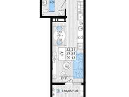 Продается Студия ЖК Резиденция морей, корпус В, 29.17  м², 9232305 рублей