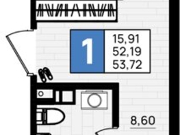 Продается 1-комнатная квартира ЖК Резиденция морей, корпус Д, 53.72 м², 11281200 рублей