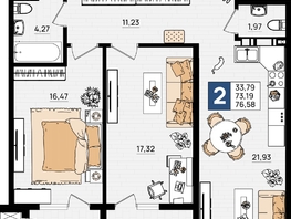 Продается 2-комнатная квартира ЖК Резиденция морей, корпус Д, 76.58 м², 15698900 рублей