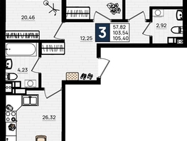 Продается 3-комнатная квартира ЖК Резиденция морей, корпус Е, 105.4 м², 21607000 рублей