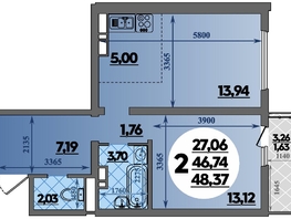 Продается 2-комнатная квартира ЖК Город у моря, литера 17, 48.37  м², 7802081 рублей