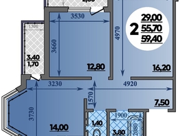 Продается 2-комнатная квартира ЖК Парк у дома, литера 7.1, 59.4  м², 14291640 рублей